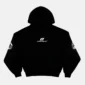 Sudadera negra Cold Culture Tartan Curved Hoodie con capucha, logo blanco en el pecho y bolsillo canguro