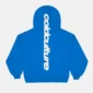 Sudadera azul Cold Culture Vertical vista desde atrás con logotipo blanco vertical