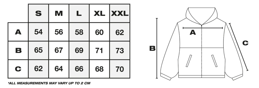 Tabla de medidas de abrigos en cm
