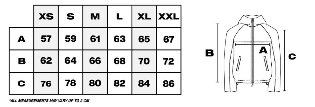 Tabla de medidas de abrigos en cm