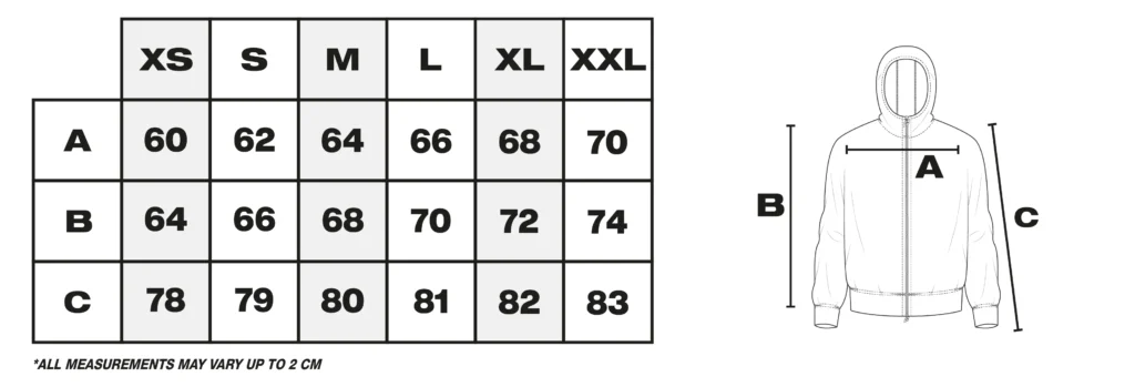 Tabla de medidas de abrigos en cm