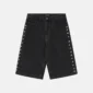 Shorts Badges Jorts de Cold Culture en Black Licorice, vista frontal con pequeños detalles en los laterales