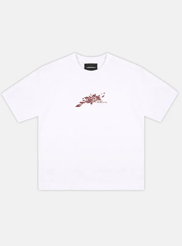 Camiseta blanca Cold Culture Bloom con pequeño gráfico floral en el pecho