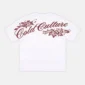 Parte trasera de la camiseta blanca Cold Culture Bloom con gran logotipo y gráfico floral