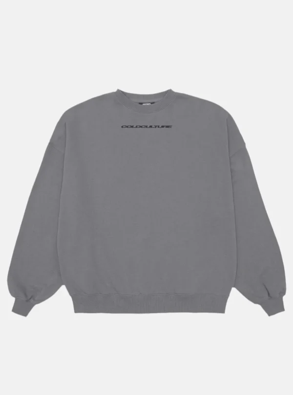 Sudadera sin capucha Cold Culture Cosmos ARC en Smokey Grey con logotipo pequeño en el pecho