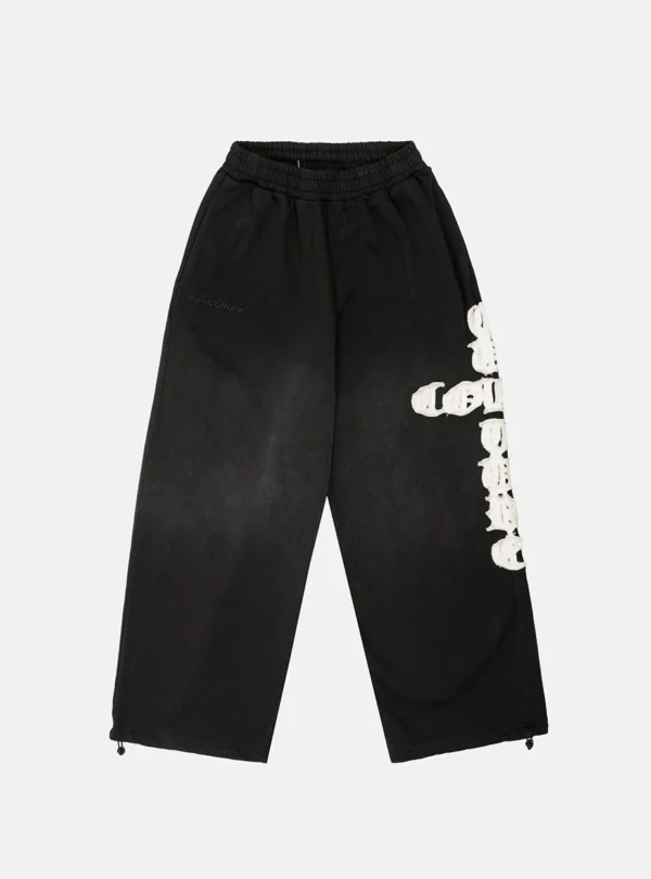 Pantalones deportivos negros Cold Culture Crossed con gráfico blanco en la pernera y cintura elástica