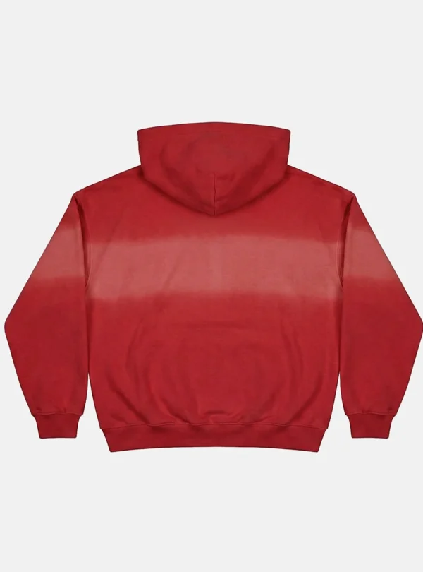 Parte trasera de sudadera con cremallera roja Cold Culture Crossed Script con capucha y acabado degradado