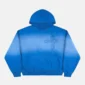 Sudadera Crossed azul de Cold Culture vista de frente, con capucha, bolsillo canguro y diseño de cruz en relieve.