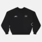 Sudadera sin capucha negra Cold Culture Defense con logotipo y texto blancos en el pecho