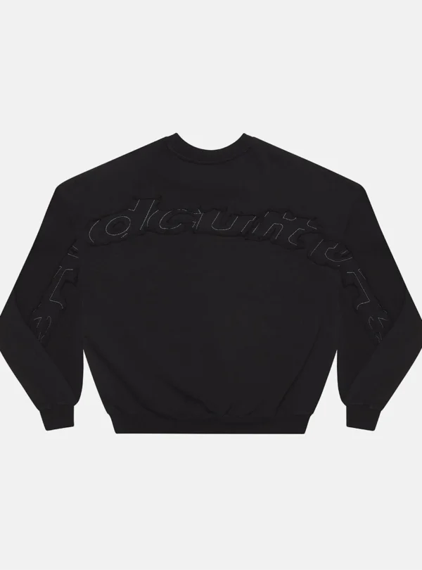 Cold Culture Distress Curved Sudadera Sin Capucha – Black – Vista trasera Sudadera sin capucha Distress Curved de Cold Culture en negro, vista trasera con logotipo tonal en relieve y detalles en las mangas