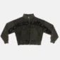Jersey negro Cold Culture Distress Curved Zip Knit con cremallera frontal, bolsillos y logotipo en relieve