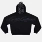 Parte trasera de la sudadera negra Cold Culture Hairy con capucha de pelo y logotipo gráfico