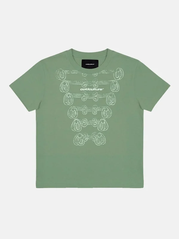 Camiseta verde Cold Culture Knotting Hill con gráfico blanco frontal
