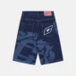 Shorts vaqueros azules Cold Culture Laser Denim, vista trasera con gráficos y bolsillos