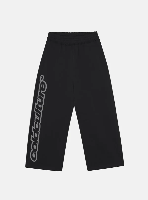 Pantalones deportivos negros Cold Culture Midnight Set de pernera ancha con logotipo vertical en la parte frontal