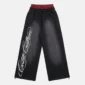 Pantalones deportivos Cold Culture Nighthunt negros de corte ancho con gráfico blanco en la pernera y cintura elástica roja