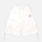Shorts Postal Capri de Cold Culture en color off-white, vista frontal con bolsillos cargo y emblema rosa