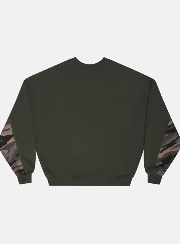 Cold Culture Racing Sudadera Sin Capucha – Camo Grey – Vista Trasera Parte trasera de la sudadera sin capucha Cold Culture Racing Camo Grey con paneles de camuflaje en las mangas