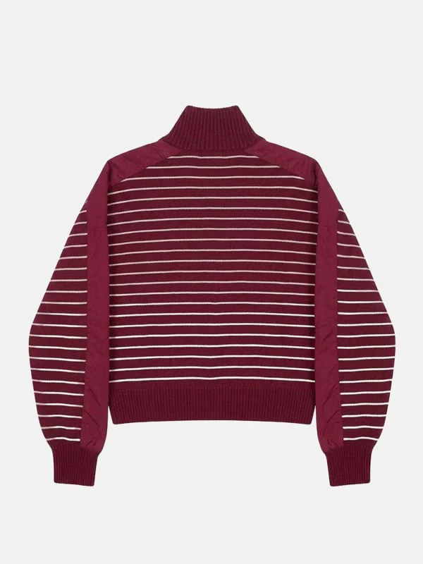Parte trasera del jersey rojo Cold Culture Redline Knit con rayas horizontales blancas