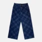 Pantalones Cold Culture Roll V2 en Raw Denim, vista frontal con estampado de cuadros y pernera ancha
