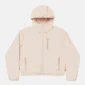 Vista frontal del fleece Cold Culture Shadow off white con capucha, cremallera central y bolsillos con cremallera