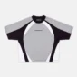 Camiseta Cold Culture Speed Spoke Black & Heather Grey de frente con paneles negros y blancos y logotipo en el pecho