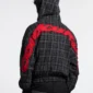 Vista posterior de la sudadera negra Tartan de Cold Culture con capucha y apliques rojos alrededor de los hombros
