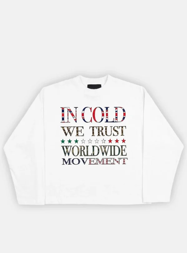 Manga larga blanca Worldwide de Cold Culture con estampado gráfico y estrellas en el frontal