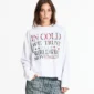 Modelo con la manga larga blanca Worldwide de Cold Culture y estampado gráfico multicolor en el frontal