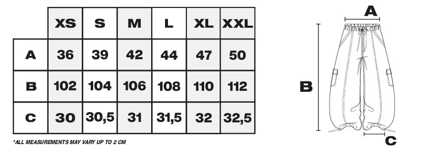 Tabla de medidas de pantalones en cm