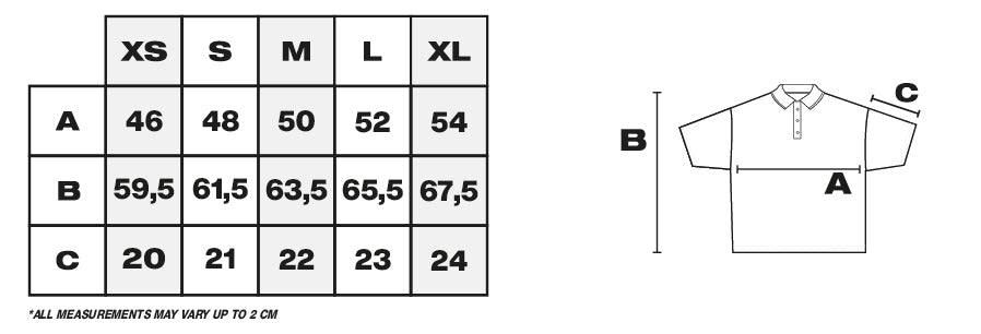 Tabla de medidas de polo en cm
