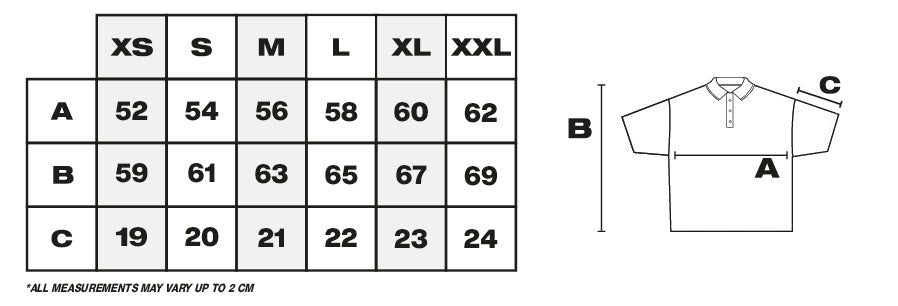 Tabla de medidas de polo en cm