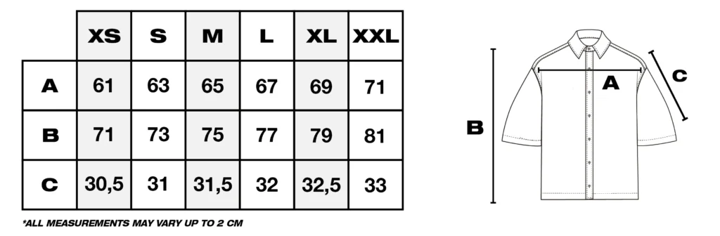 Tabla de medidas de camisas en cm