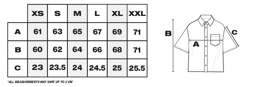 Tabla de medidas de camisas en cm